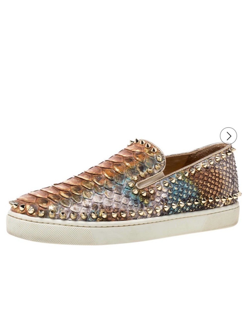 Christian Louboutin Multicolor Python Pik Boat Slip On Sneakers 38
